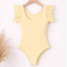 Brazilian Girl's Bodysuit, Fan Theme, Children's/Teenager's Size, Ruffled, World Cup Design, New Release, Suplex Fabric, No Closure, Comfort And Quality - 黃色 - 查看 3