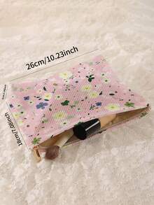1pc Portable Floral Pattern Cosmetic Bag, Double-Sided Printed Zipper Makeup Pouch, Multifunctional Travel Toiletry Organizer - Multicolor - View 3