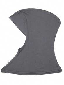 1pc Women's Fashion Solid Color Large Size Elastic Chin Strap Neck Gaiter Scarf - Dark Grey - View 5