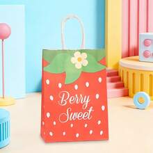 12/28piezas Bolsas de regalo con patrón de fresa, suministros de embalaje de regalo de fresa rosa rojo verde, adecuados para fiestas temáticas, bodas, recuerdos de fiesta de cumpleaños, almacenamiento de artículos de picnic al aire libre, decoración de mesa del hogar, regalos de cumpleaños, recuerdos de fiesta - 260-1-2-3-4 - Ver 5