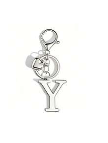 Premium Fashion Silver Metal Heart-Shaped Letter Keychain, A-Z 3D Letter Pendant, Stylish Alloy Keychain, Backpack Charm Car Keychain, Classic Minimalist Keychain For Women's Daily Use, Decorative Accessory, Perfect Gift For Friends, Family, Couples, Girlfriend, Special Occasions, Mother's Day - Multicolor - View 14