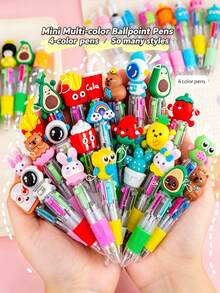 Bộ 10 bút bi mini 4 màu hình hoạt hình dễ thương, dùng cho học sinh, bút bi mini 4 màu, bút nhiều màu, mực 4 màu, bộ quà tặng văn phòng phẩm cho học sinh, ruột bút 0.7mm, đồ dùng cần thiết cho năm học mới, đồ dùng học tập (nhiều kiểu dáng) - Bộ - Xem 2