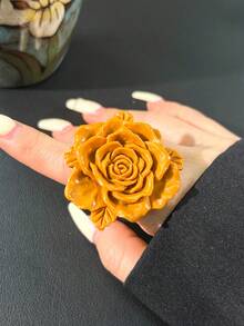 可调节哥特式超大玫瑰戒指，黑/红树脂材质，朋克暗黑风格饰品，适合时尚派对 - 多色C - 查看 16