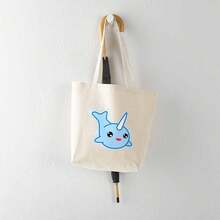 CafePress Narwhal Kawaii Tote Bag Reutilizable Natural Beige Lona Bolsa de Compras - Multicolor - Ver 5