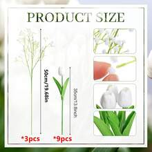 Bộ 12 bông hoa giả, bao gồm hoa tulip trắng, hoa oải hương tím, hoa baby's breath, thích hợp để trang trí phòng ngủ, nhà cửa, nhà bếp, làm quà tặng, trang trí phòng khách, trang trí bàn tiệc, phụ kiện bàn làm việc, trang trí phòng khách, vật trang trí bàn ăn. - Nhiều màu - Xem 8