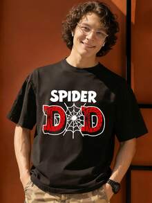 Spider Dad Spider-Man Graphic T-Shirt 100% Cotton Men's Tee MARVEL Superhero Print Fathers Day Gift Casual Streetwear Summer Tops, Mens Fashion Outfits - màu đen - Xem 1