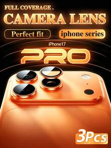 3片裝 17 Pro/17 Pro Max/16/16 Pro/16 Pro Max/15 Pro/15 Pro Max/14 Pro/14 Pro Max 相機鏡頭保護膜，9H+ 超硬鋼化玻璃，鏡頭保護，防刮耐磨，手機配件，相容手機殼，生日/週年禮物，橘色 - 亮橙色 - 查看 14