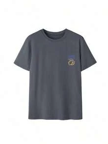 3 piezas/Set de camisetas de manga corta con cuello redondo y estampado floral, estilo casual de verano, modernas y versátiles para mujer, color rosa. - Gris Oscuro - Ver 9