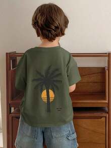 Kids' T-Shirt, Autumn Holiday Clothes - 軍綠色 - 查看 3