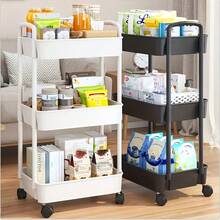 3 Tier Rolling Utility Cart Organizer With Removable Drawer, Stable And Sturdy Black Rolling Storage Carts With 2 Lockable Wheels For Bathroom, Kitchen, Snack, Craft, Makeup, Baby Essentials,Christmas Gifts - trắng - Xem 7