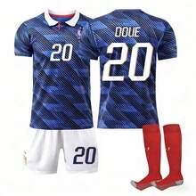 France Home Kit For The 2026-2027 World Cup, Number 10 Mbappé, 11 Olise, 7 Dembélé, Correct Version - 7號 襪子護板 - 查看 11
