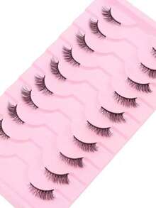 10 Pairs Cat Eye Cross-Shaped Elongated Black Eyelashes, Suitable For Daily And Date Makeup - Black - View 3
