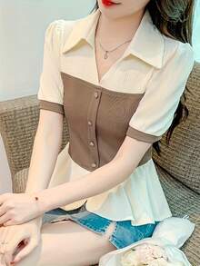 Women Blouses & Shirts - Khaki - View 4