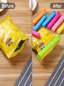 6 pièces Nouveaux clips de scellage de sac de conservation alimentaire portable, accessoires d'outils, couleur aléatoire, élément essentiel de cuisine - Multicolore - Voir 7