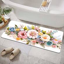 [Popular Choice] 1 Piece, Home Decor, Bathroom Mat, Bathroom Non-Slip Mat, Kitchen Decor, Kitchen Mat, Doormat, Colorful Floral Pattern Mat, Bohemian Style Mat, Soft And Comfortable, Relieves Fatigue. - Flower - View 6