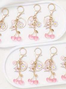1 rosa Kirschblüten- und Schmetterlings-Schlüsselanhänger mit A-Z Buchstabenanhänger, Blumen- und Schmetterlingsdekoration, runder Verschluss geeignet für Damentaschen/Geldbörsen/Autoschlüssel, geeignet als Geschenk zu Geburtstag/Weihnachten/Jahrestag (mit personalisiertem Schlüsselanhänger mit Erstbuchstaben) - Mehrfarbig - Übersicht 9
