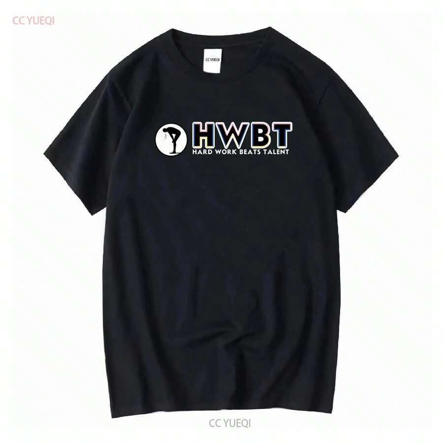 Camiseta HWBT HARD WORK BEAT TALENT, Motivacional, Negra, XL, vintage, lavada, informal, de diseñador, con estampado gráfico, transpirable, elegante. - Negro - Ver 1