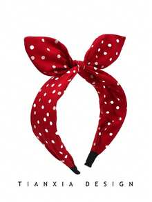2pcs Retro Red Polka Dot Headband With Bow, Vintage Style Hair Accessories, Face-Slimming & Age-Reducing Hair Hoop For Women - Multicolor - View 6