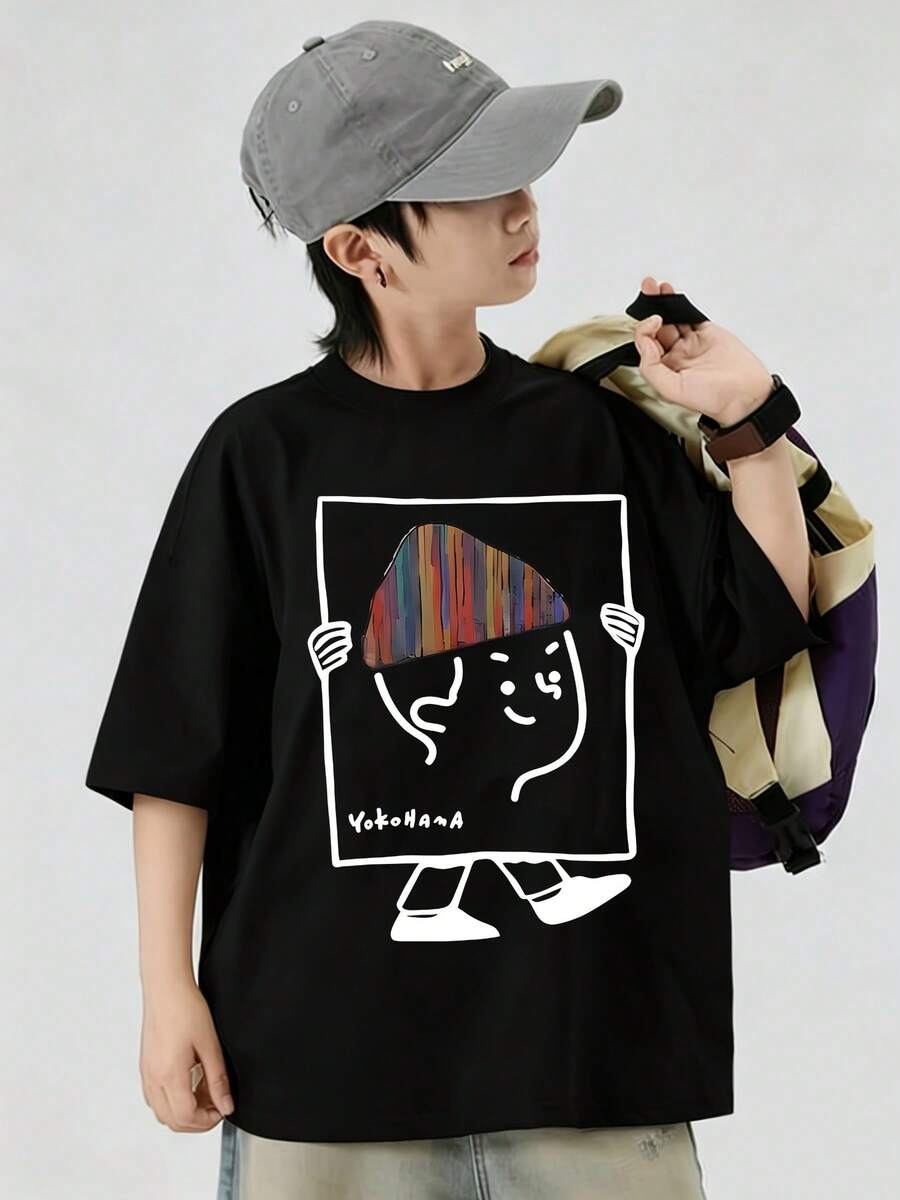 Loose-Fitting Short-Sleeved T-Shirt For Children, Medium To Large Size, 2025 Clothing - 黑色 - 查看 1