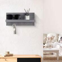Decorative Key Holder For Wall With Shelf, Entryway Shelf With Hooks Holds Leashes, Jackets And Glasses Sturdy Keyholder Entrance Hanger With Mounting Hardware - Gray - View 8