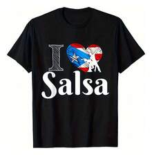 Camiseta Me Encanta La Salsa De Puerto Rico  100% Tejido Pes - Negro - Ver 1