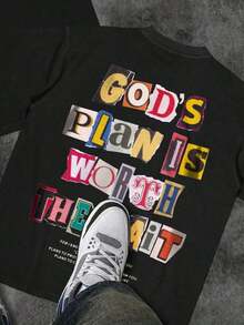 Men's Christian T-Shirt "FAITH OVER FEAR" | Psalm 118:6 Biblical Design | Inspirational Streetwear | 100% Cotton | Unisex Fit | Ideal Gift For Believers - 黑與白 - 查看 2