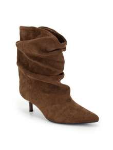 Fashion Slouchy Fold Ankle Boots For Women With Stiletto Kitten Heels Ankle Boots Pointed Toe Low Heel Ladies Slip On Casual Booties Suitable For Parties And Daily Wear - Brown - View 15