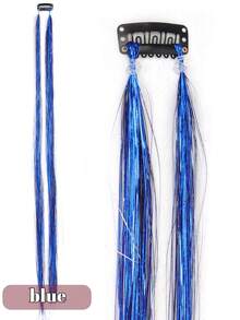 1 pieza de extensiones de cabello de 24 pulgadas con destellos, cabello liso y largo de color para resaltar el cabello en fiestas, extensión de cabello sintético con clip - Multicolor - Ver 13