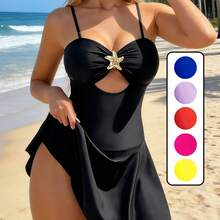 Traje de baño bikini de una pieza ajustado con accesorio de estrella de mar 431 - Amarillo - Ver 2