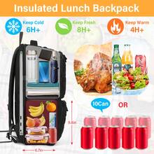 NEWHEY 17.3 Inch Men's Waterproof Durable Work Backpack With USB Charging Port, Insulated Lunch Bag, Suitable For Travel, School, Business, With MOLLE Design - Multicolor - View 3
