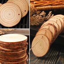 120 Pieces Natural Wood Slices, 5-6 Cm Tree Slices With Hole, Unfinished Wooden Slices, Wooden Circles For DIY Art Crafts Christmas Wedding Hanging Ornaments Decorations - 5-6厘米 - 查看 3