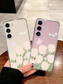 1 Piece Soft Phone Case With Minimalist Tulip And Star Pattern, Compatible With Huawei Honor, , Galaxy A04e/12/A13/A14/A34/A50/A52/A53/A54/S21/S22/S23/S24/S25/S25Ultra/S25FE/S26/S26 PLUS/S26 ULTRA/S26 EDGE, 6A/7A/8A, 12T/13T/15T/15T Pro - 款式 4(1 件) - 查看 2