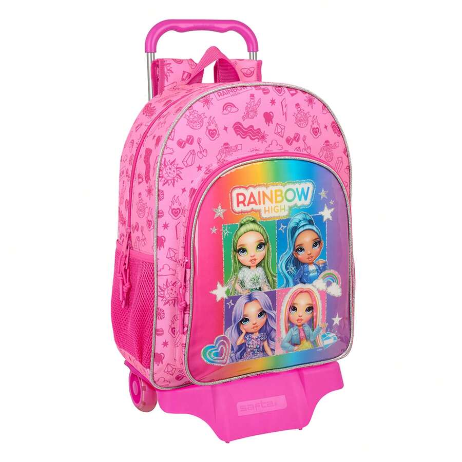 Safta | Large Rolling Backpack Rainbow High Compact Evolution, Removable, School Backpack With Included Trolley, Ergonomic Padded Shoulder Straps, Bottle Holder, Height - Option 2 - View 1