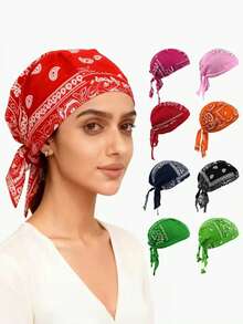 1 chiếc mũ cướp biển họa tiết Paisley unisex, khăn trùm đầu, mũ cướp biển bằng vải co giãn dùng hàng ngày (Kiểu họa tiết ngẫu nhiên) - Nhiều gói - Xem 6