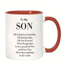 [Envío en 24 horas dentro de México]Taza con doble impresión: Una encantadora taza de café de cerámica para un hijo, que celebra el vínculo de cariño con papá o mamá.Esta taza de 11 onzas presenta un diseño lleno de orgullo y cariño, lo que la convierte en un regalo perfecto para ocasiones familiares como cumpleaños y Navidad. - 3 - Ver 1
