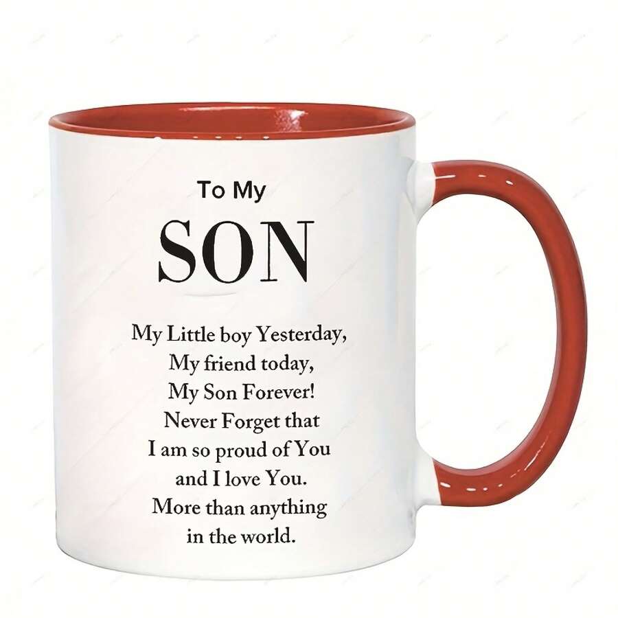 [Envío en 24 horas dentro de México]Taza con doble impresión: Una encantadora taza de café de cerámica para un hijo, que celebra el vínculo de cariño con papá o mamá.Esta taza de 11 onzas presenta un diseño lleno de orgullo y cariño, lo que la convierte en un regalo perfecto para ocasiones familiares como cumpleaños y Navidad. - 3 - Ver 1