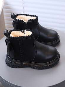 Children's Boots/Children's Lightweight Soft Sole Fur Lined Warm Boots - Black - View 4