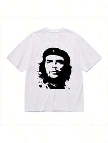 Playera Estilo Actor Famoso Camiseta GráFica Unisex De Che Guevara - DiseñO CláSico En Blanco Y Negro,% AlgodóN, Camiseta De Cuello Redondo Casual Y Deportiva, Lavable AáQuina, Ajuste Holgado Para Todas Las Estaciones, Regalo Para Adultos, Ropa Deportiva, Camiseta BáSica De AlgodóN De Gran Peso, Duradera Y A - Blanco - Ver 8
