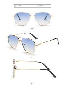 1 paire de lunettes de mode à monture pilote pour hommes, monture en métal pour les vacances & l'extérieur, mode rétro décontractée pour la plage - Multicolore - Voir 11