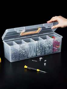 1 Set Multi-Functional Home Tool Box With 6 Compartments Small Parts Storage Boxes, Portable Sturdy Hardware Organizer Tool Box, Perfect For Office Home Garden Workshop Storage Organization - View 4