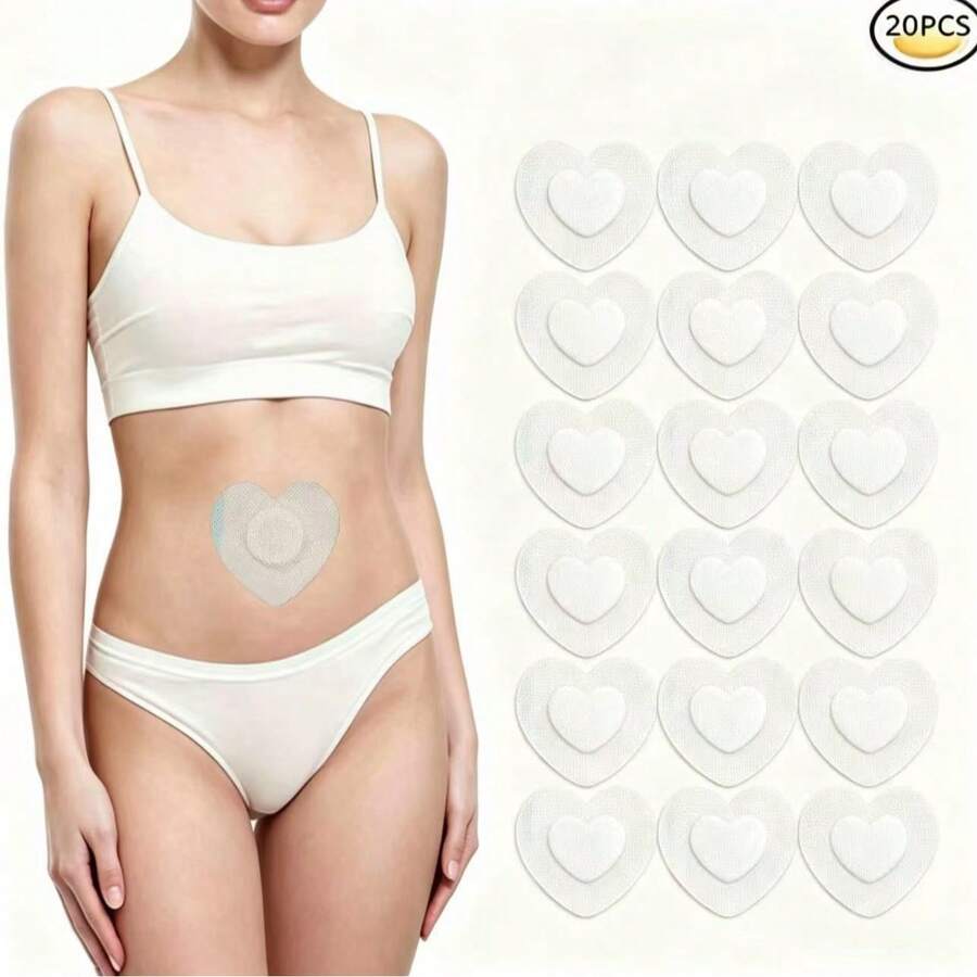 100Pcs Castor Oil Pack Wrap, Castor Oil Patches Castor Oil Wrap In Belly Button, Spunlace Cloth Castor Oil Pack Castor Oil Patches, Self-Adhesive Castor Oil Compress Castor Oil Wrap Pads, White - Heart Shape - View 1