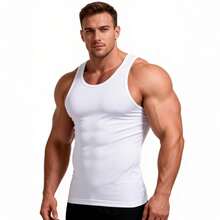 Men Workout Clothes - Vest 1813 All White - View 7