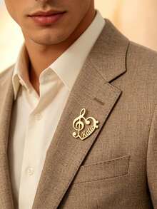 1PC Custom Name Treble Clef Brooch, Personalized Bass Clef Heart Brooch, Stainless Steel Sheet Music Symbol Musician Brooch, Elegant Ician Brooch, Fashionable Music Festival Jewelry, Mother's Day, Father's Day, Birthday And Music Festival Gifts, Personalized Gifts, Holiday Accessories, High Quality Handmade Jewelry, VacationAccessories, Exclusive For Festival Lovers - Multicolor - View 3