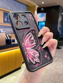 1 Piece Shockproof, Waterproof And Scratch Resistant Phone Case With Lens Protection, Pink Graffiti Butterfly And Black  Design, Compatible With Apple///, International Version, Not The Domestic Version - 3 - 查看 7