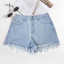 YijiaNvz  Pantalones cortos vaqueros casuales, estilo minimalista para uso diario - Lavado ligero - Ver 1