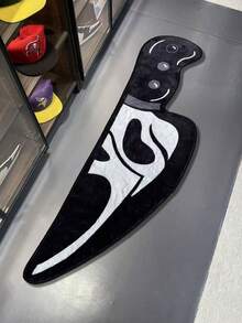 1pc Black Stylish Knife Shaped Pattern Area Rug, Living Room Decor, Bedroom Carpet, Home Leisure Rug, Decorative Rug, Small Rug, Carpet, Home Decor, Living Room Rug, Living Room Small Rug, Bedroom Rug, Living Room Home Decor, Outdoor Rug, Washable Rug - Multicolor - View 2