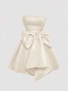 MOD Vestido corto para mujer con lazo rojo en el lateral, vestido de graduación blanco - Negro - Ver 10
