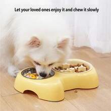 1/3pcs Anti-Choking Double Bowl Set: 2-In-1 Pet Slow Feeder Bowl (Small & Large) - Pet Supplies, Double Bowl, Puppy Food Bowl, Main Food & Snack Dual-Use Bowl, Tilted Cat Water Bowl, Cat Food Bowl - One Size Fits All - View 10