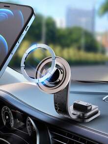 1 pièce Support de téléphone de voiture magnétique super puissant à rotation 360°, convient aux smartphones à grand écran, 2-en-1 tableau de bord et aération, fonction de positionnement mémoire, matériau ABS stable - CH20 - Support magnétique pliable à fixation adhésive. - Voir 7