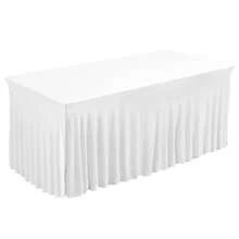 [Table Skirt Black/White] Superlele 1pc/2pcs Black/White Table Skirt Table Skirts For Rectangle Tables 6ft, Tulle Table Skirt, Spandex Table Covers For Valentines Decorations, Table Covers For 6 Foot Tables, For Folding Table - Multicolor - View 3